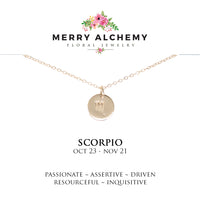 Scorpio Zodiac Necklace in Gold Fill